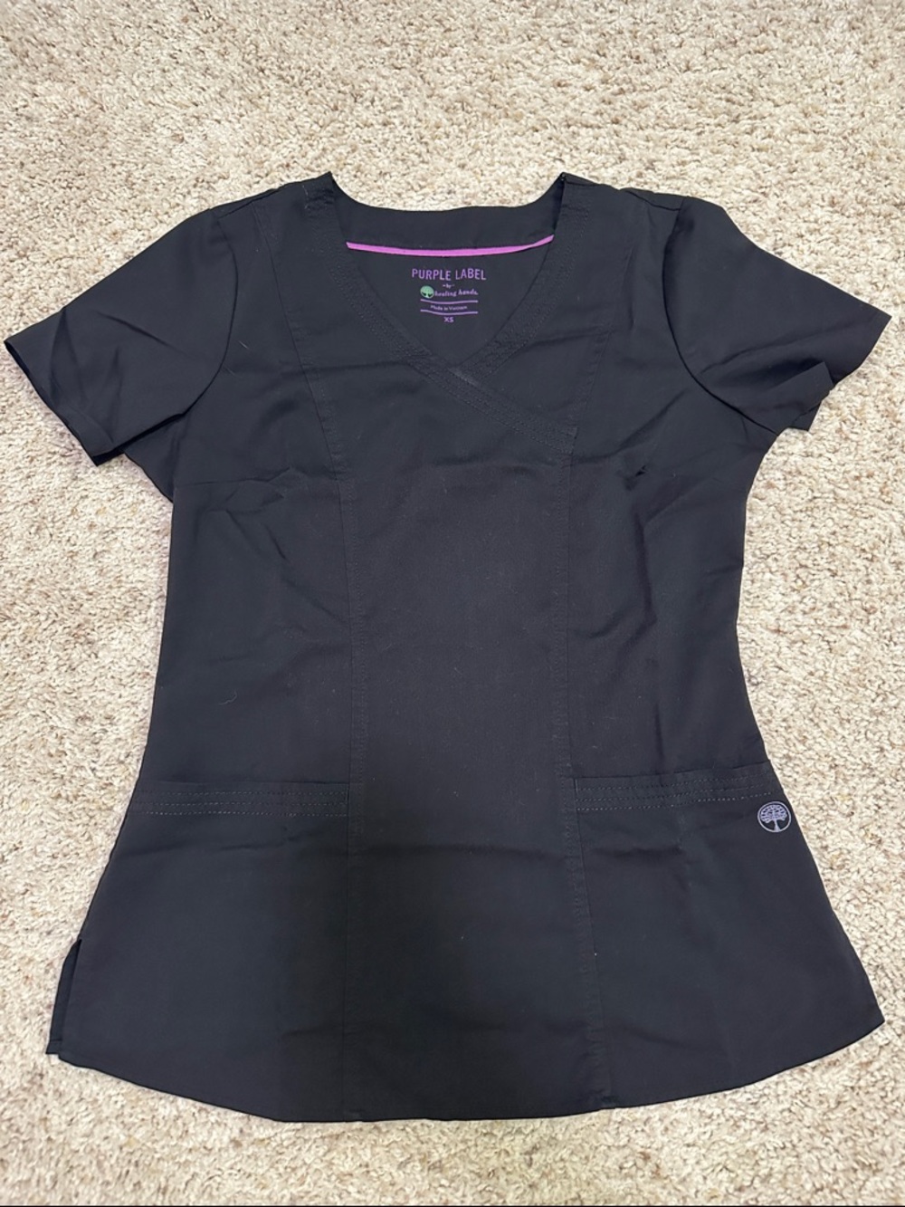 healing hands Purple Label Black Medical Scrub Top